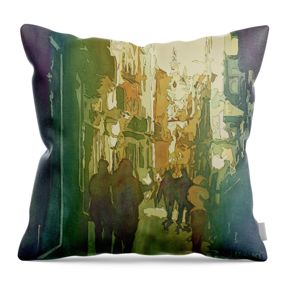 Seville Throw Pillow featuring the painting To the Cathedral by Jenny Armitage