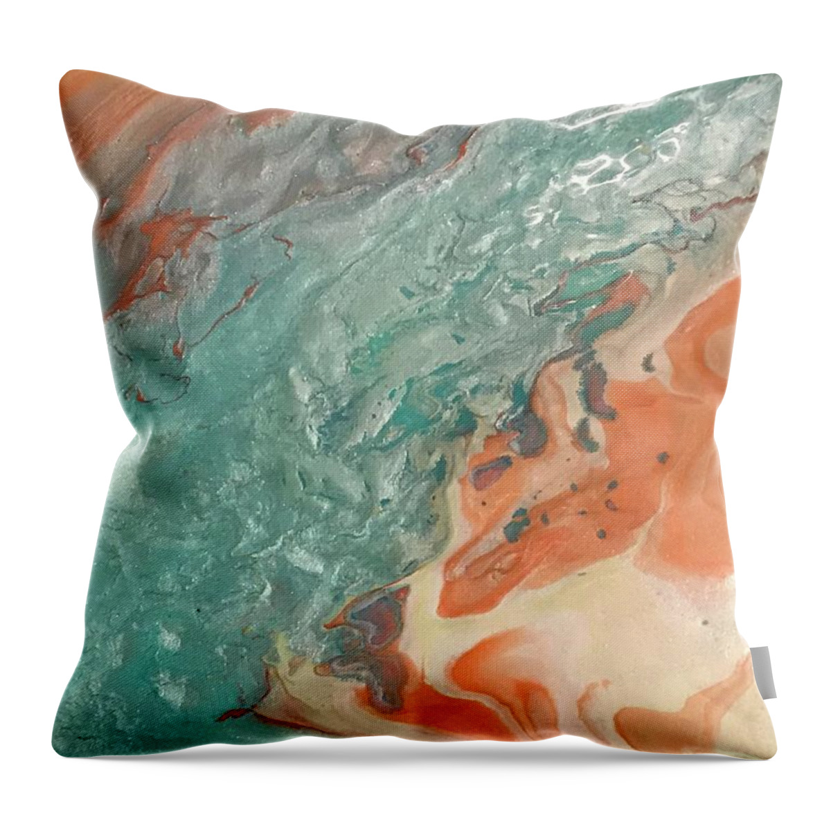Abstract Acrylic Pour Throw Pillow featuring the painting Toes in the Sand by Kelly Hogue