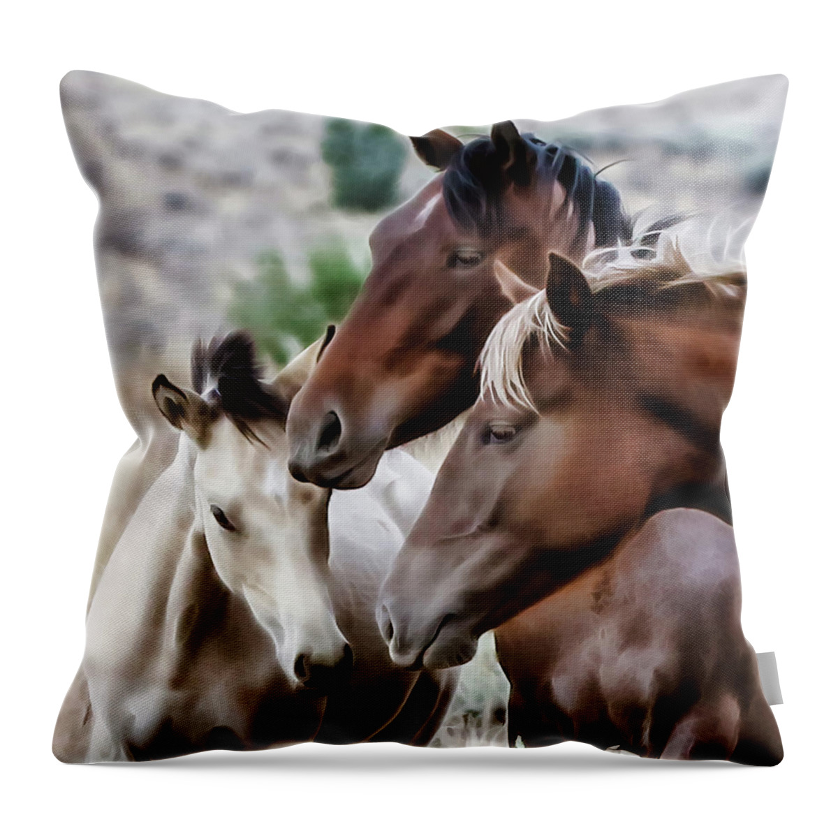 Horses Throw Pillow featuring the photograph Together by Athena Mckinzie