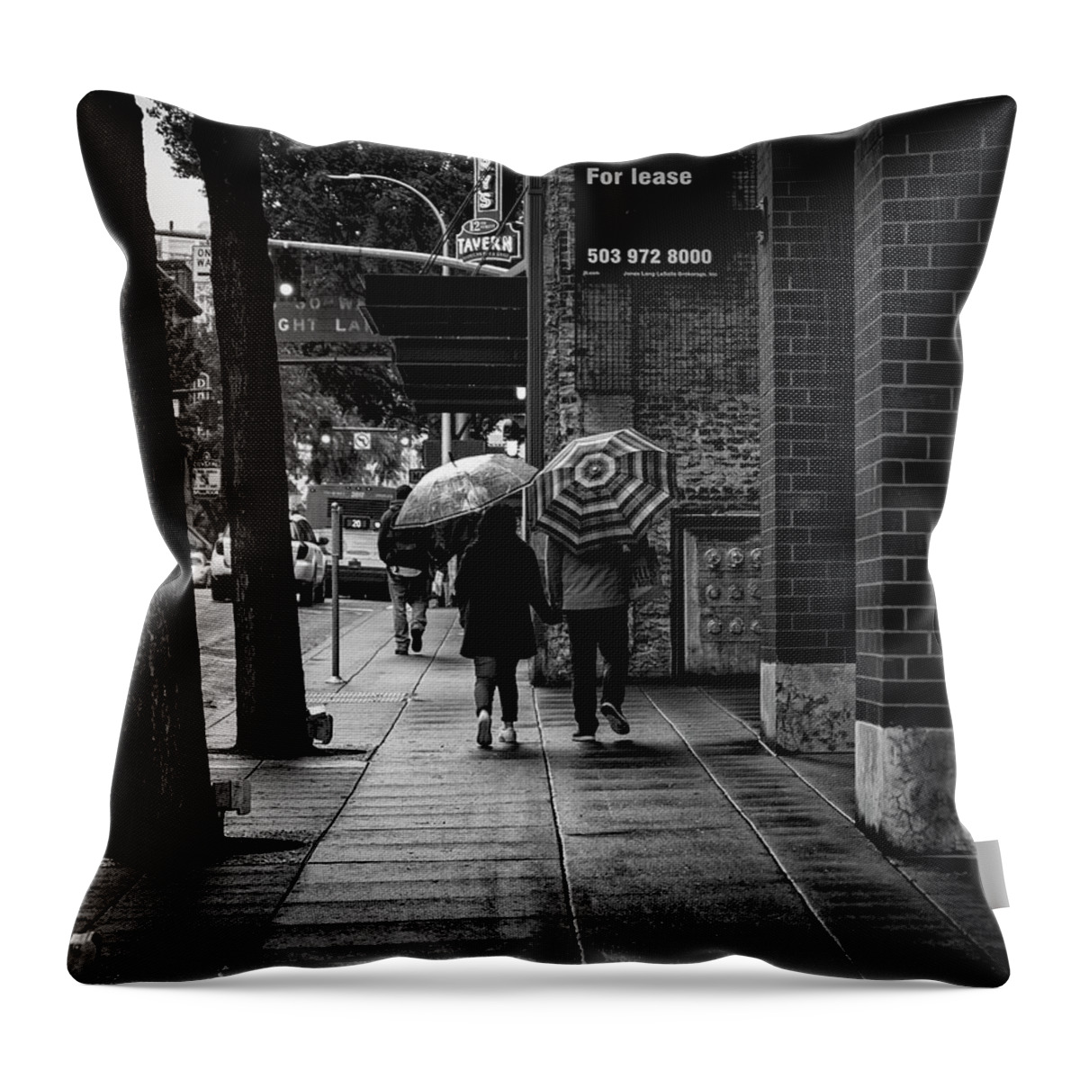 People Throw Pillow featuring the photograph Together Rain or Shine by Steven Clark