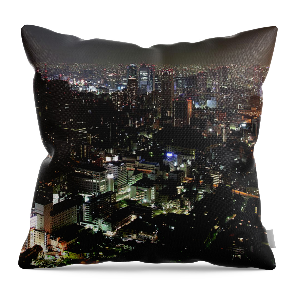Tokyo Tower Throw Pillow featuring the photograph Tokyo By Night Skyline, Japan by Fototrav