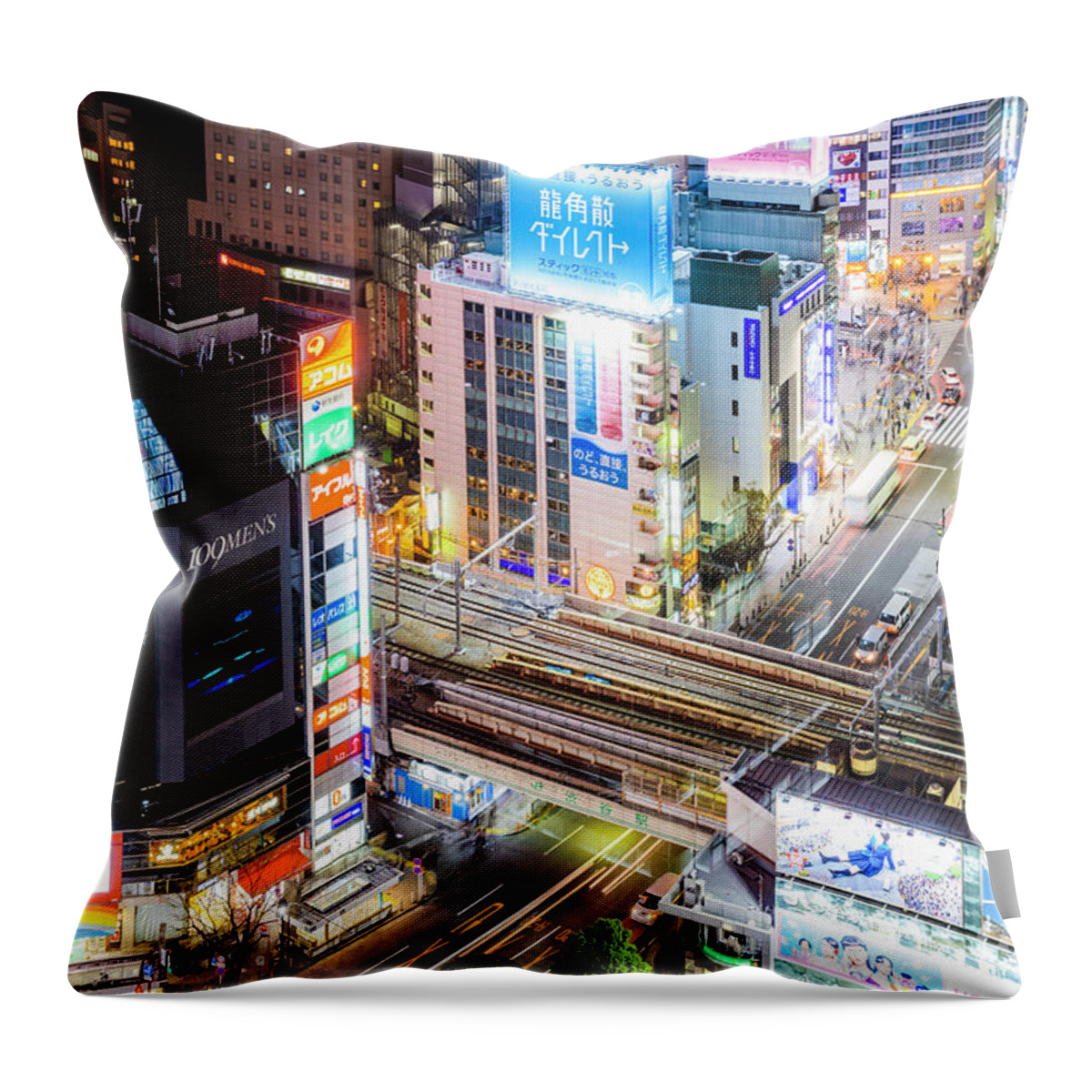 Tokyo Night Throw Pillow featuring the photograph Tokyo lights, Japan by Matteo Colombo