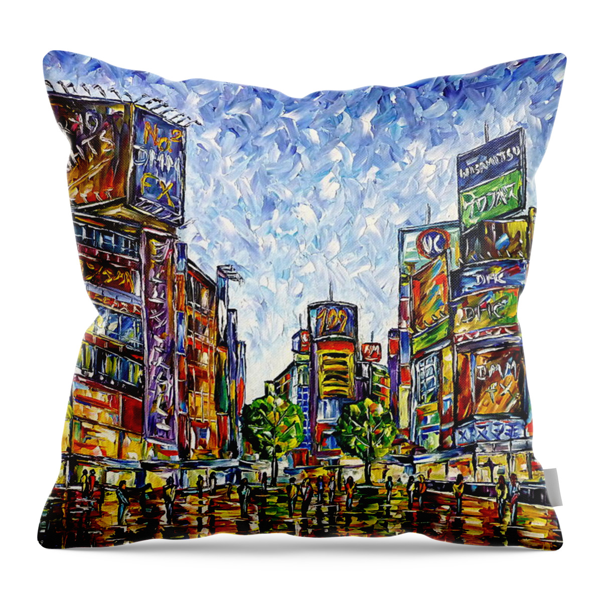 Tokyo Abstract Throw Pillow featuring the painting Tokyo by Mirek Kuzniar