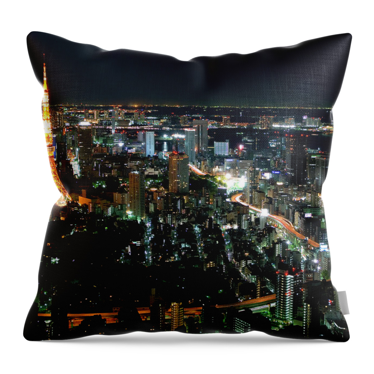 Tokyo Tower Throw Pillow featuring the photograph Tokyo Tower by Andreas Jensen
