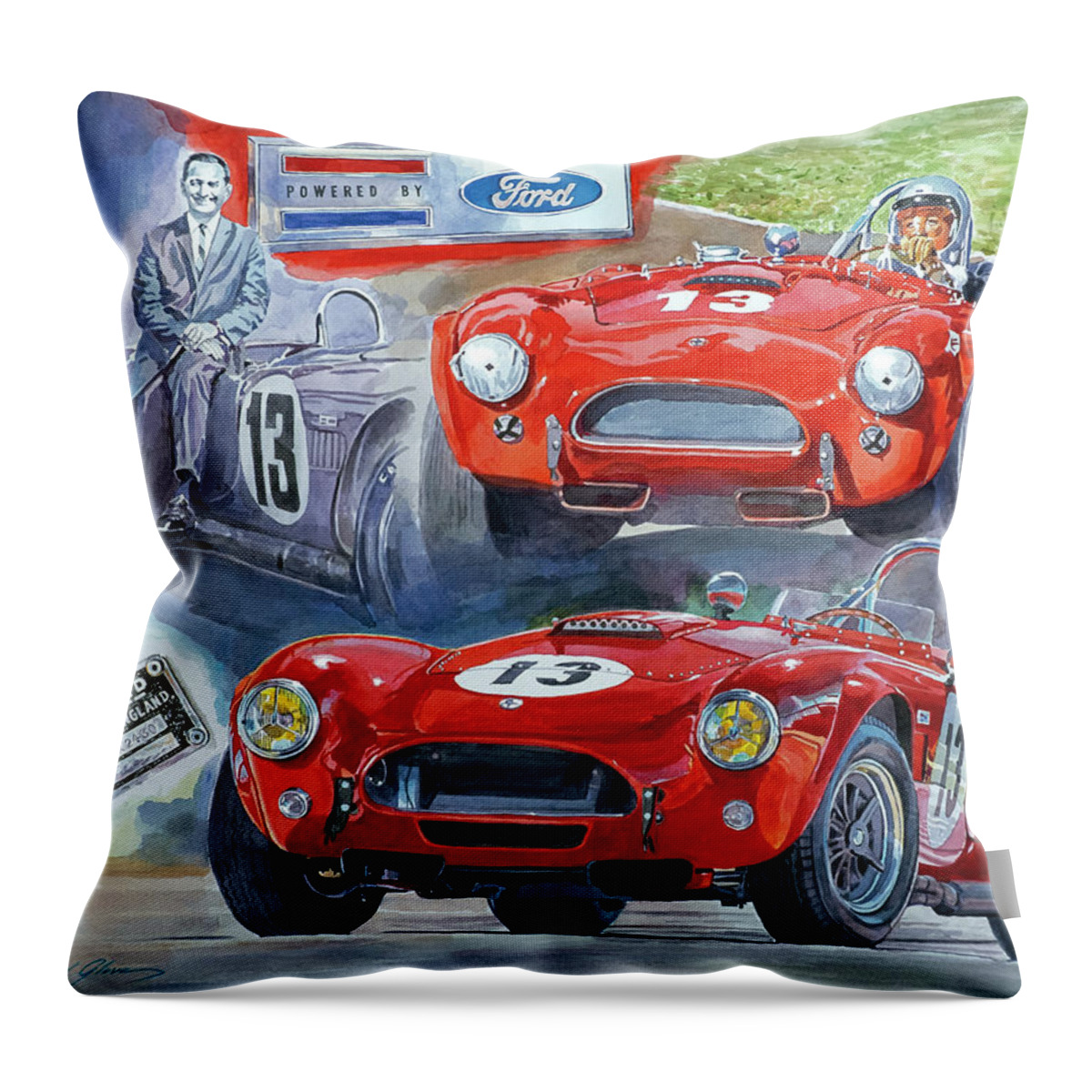 Ac Cobra Throw Pillow featuring the painting TOM PAYNE'S No 13 289 COBRA COMPETITION by David Lloyd Glover