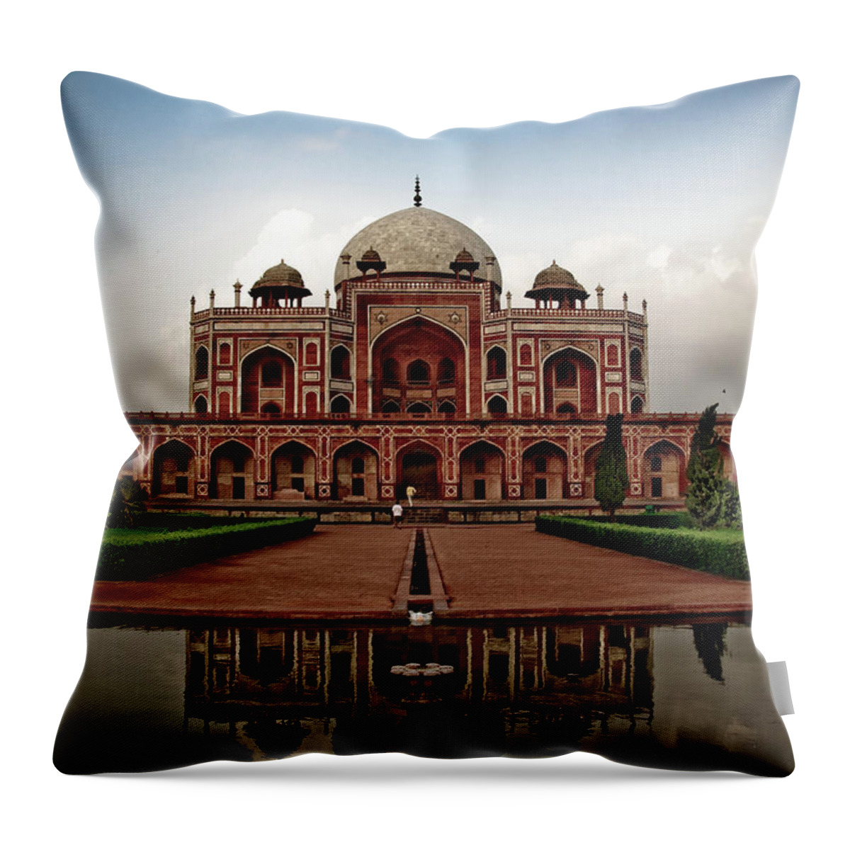 Standing Water Throw Pillow featuring the photograph Tomb Of Humayun by Kishor Krishnamoorthi