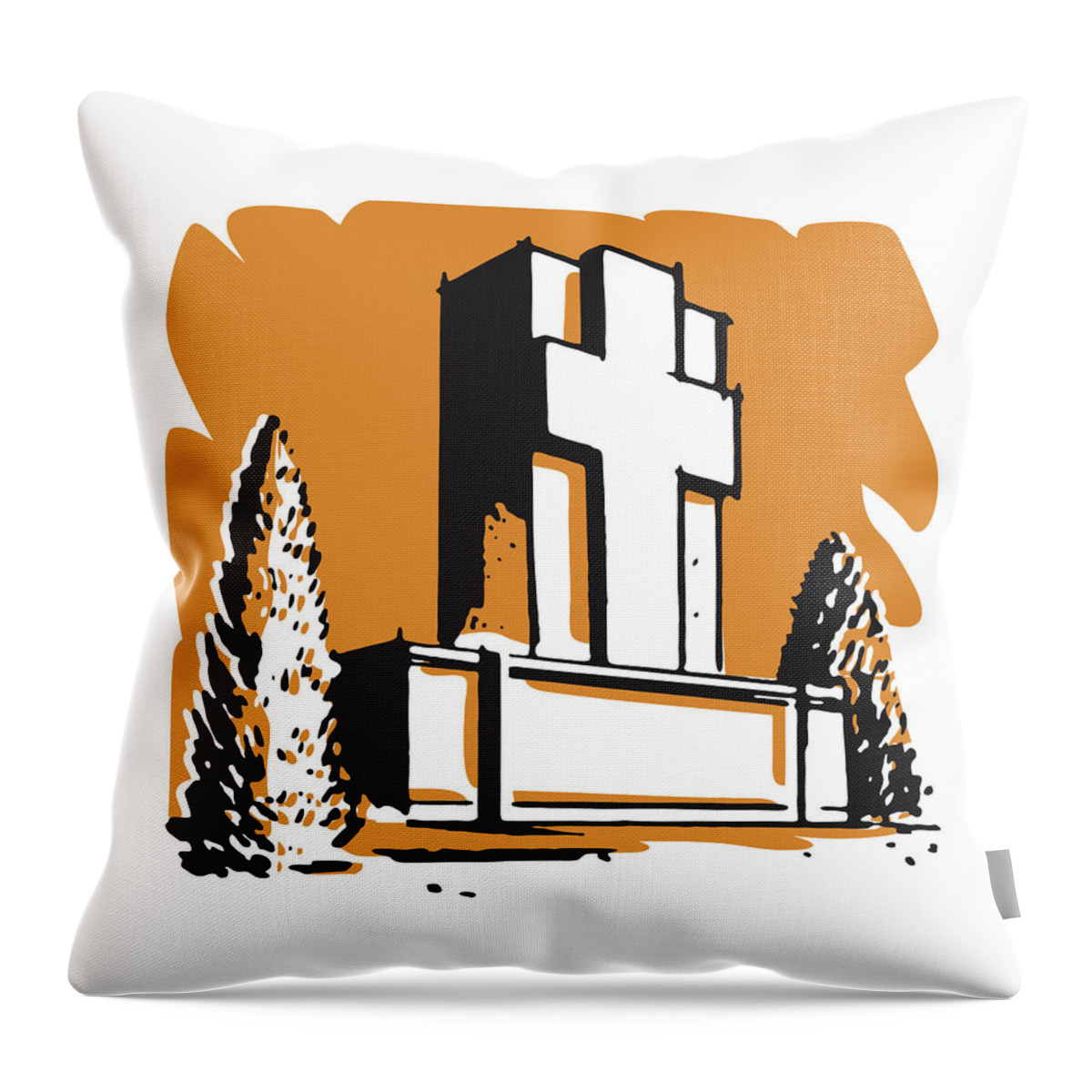 Campy Throw Pillow featuring the drawing Tomb with Cross by CSA Images