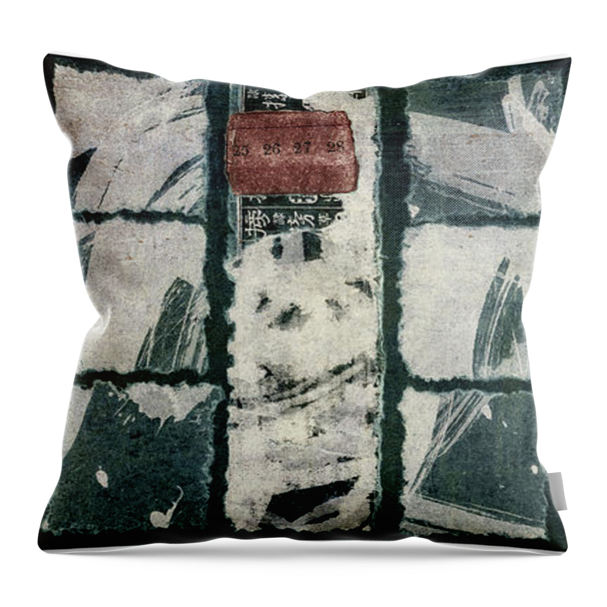 Squares Throw Pillow featuring the mixed media Torn Squares Collage by Carol Leigh