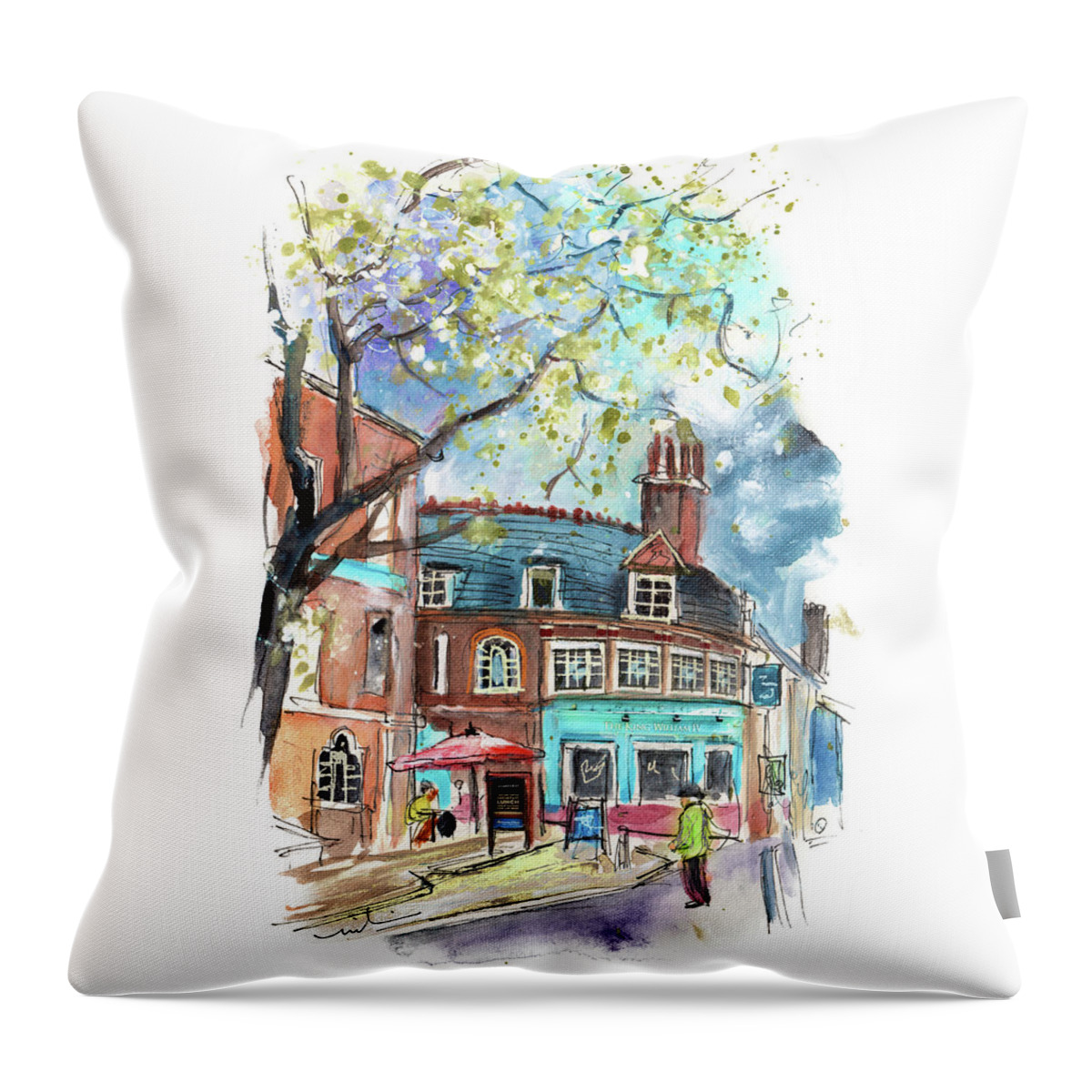 Travel Throw Pillow featuring the painting Totnes 03 by Miki De Goodaboom