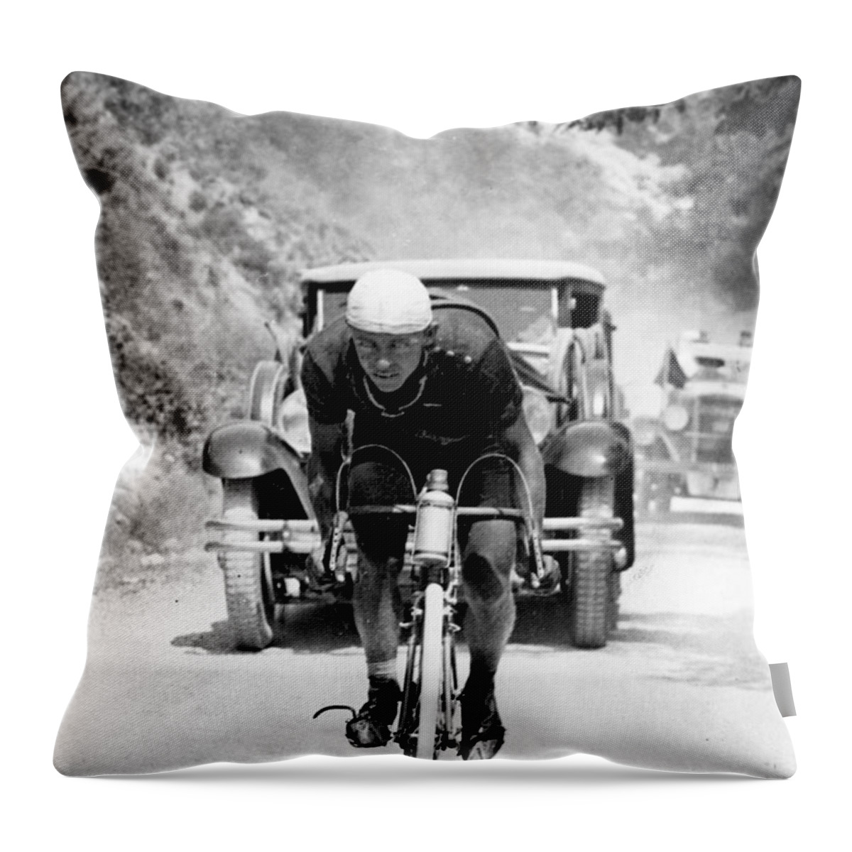 Tour Throw Pillow featuring the photograph Tour De France 1929, 13th Leg Cannes To Nice, Benoit Faure On The Braus Pass by Unknown