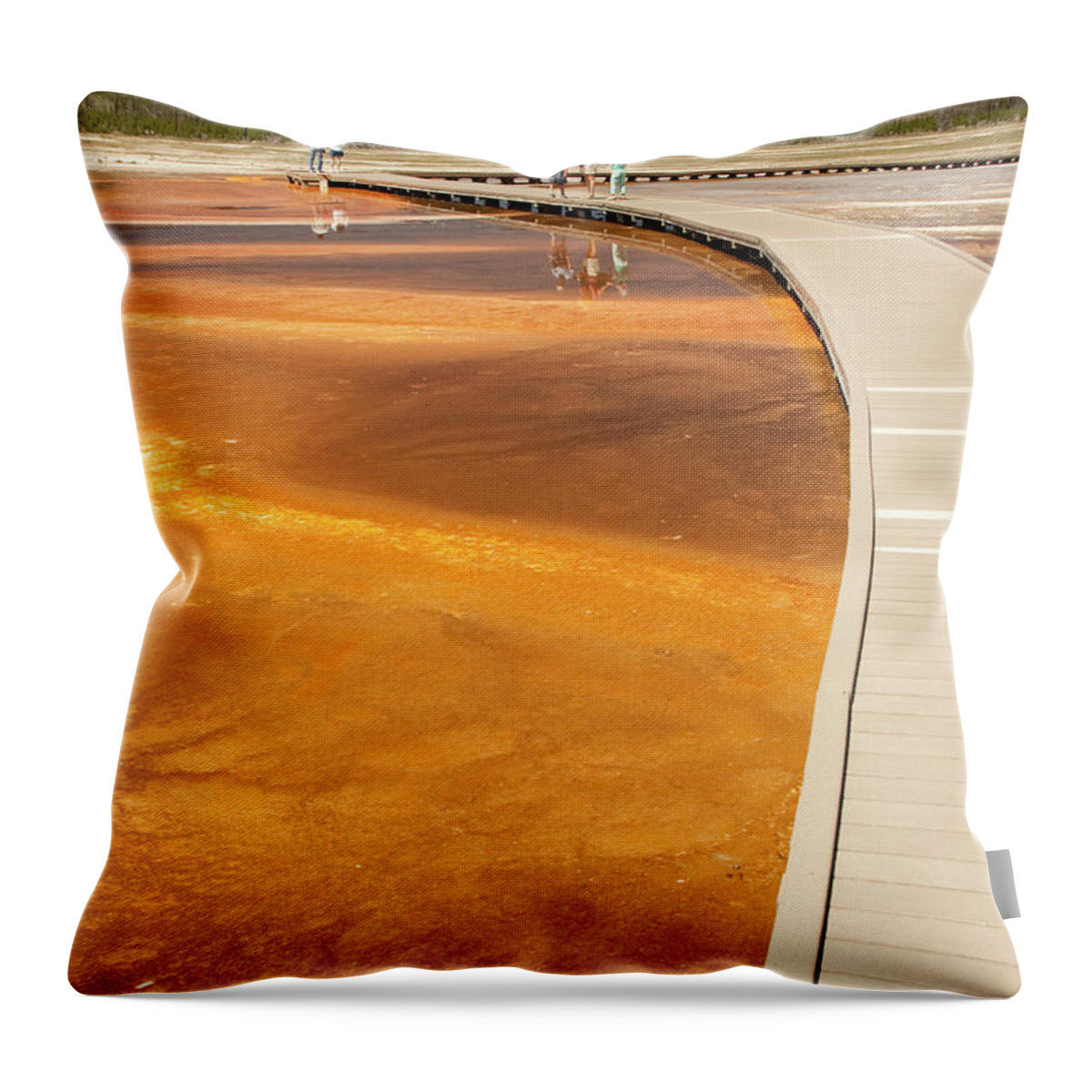 People Throw Pillow featuring the photograph Tourists On Boadwalk Over Great by John & Lisa Merrill