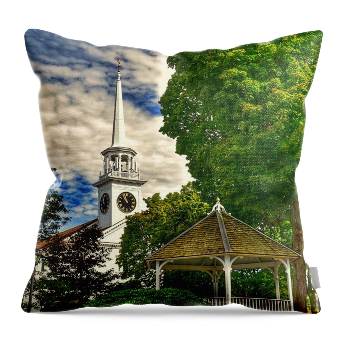 Landscape Throw Pillow featuring the photograph Town Center of Shrewsbury, Massachusetts by Monika Salvan