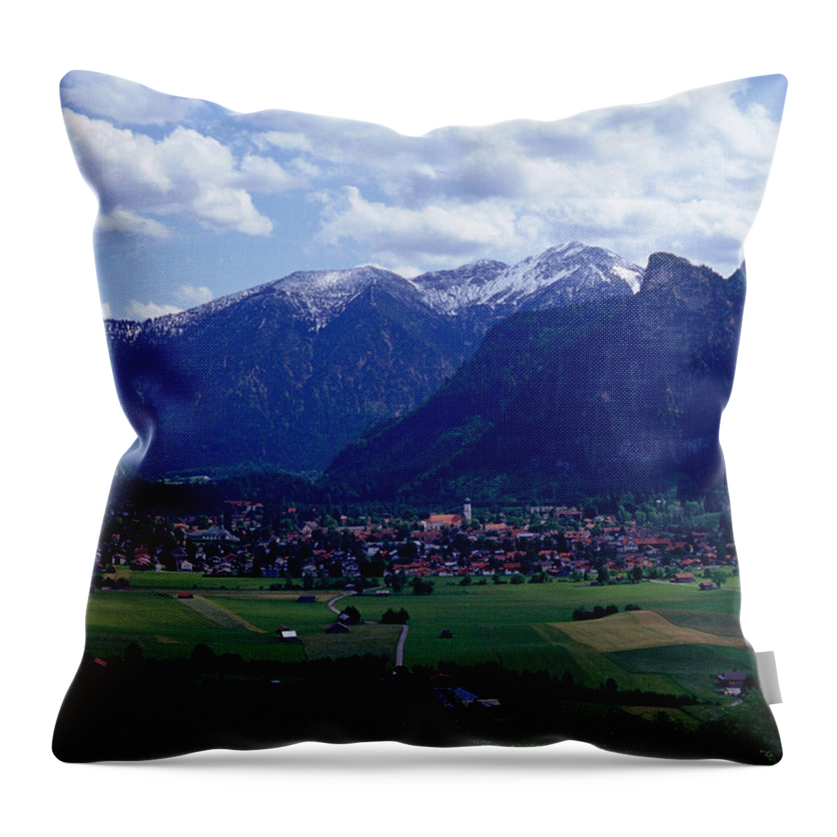 Extreme Terrain Throw Pillow featuring the photograph Town Of Oberammergau by Andrew Wakeford