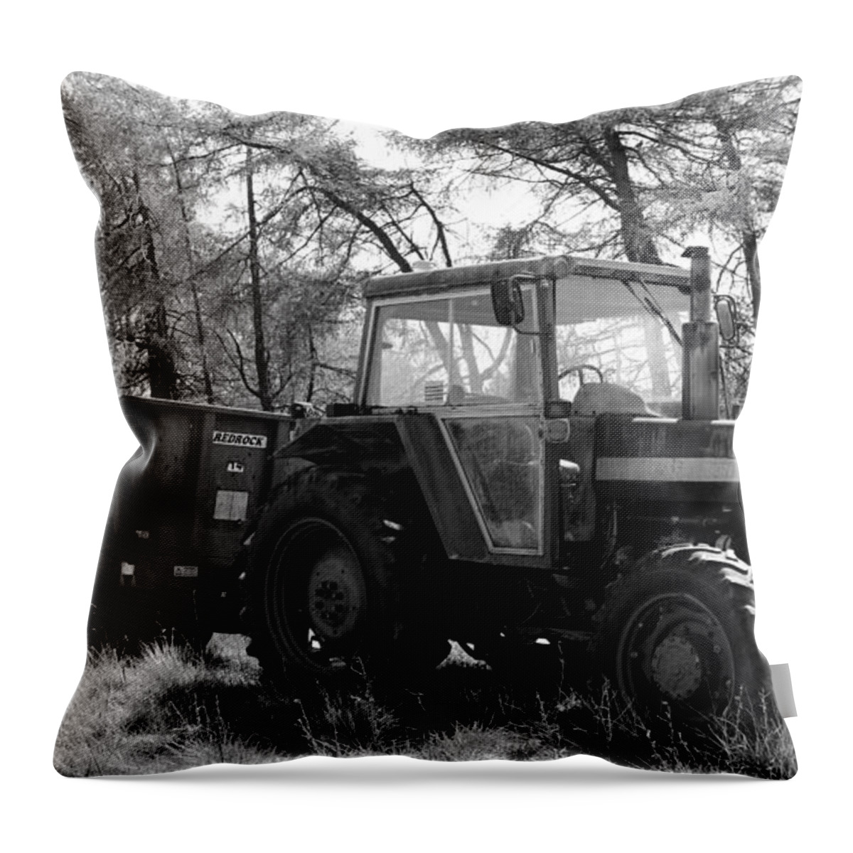 Old Throw Pillow featuring the photograph Tractor and the trail by Lukasz Ryszka