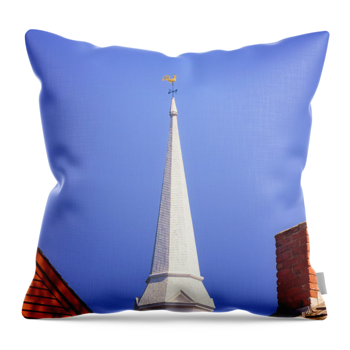 Clear Sky Throw Pillow featuring the photograph Traditional Church Steeple by Joseph Devenney