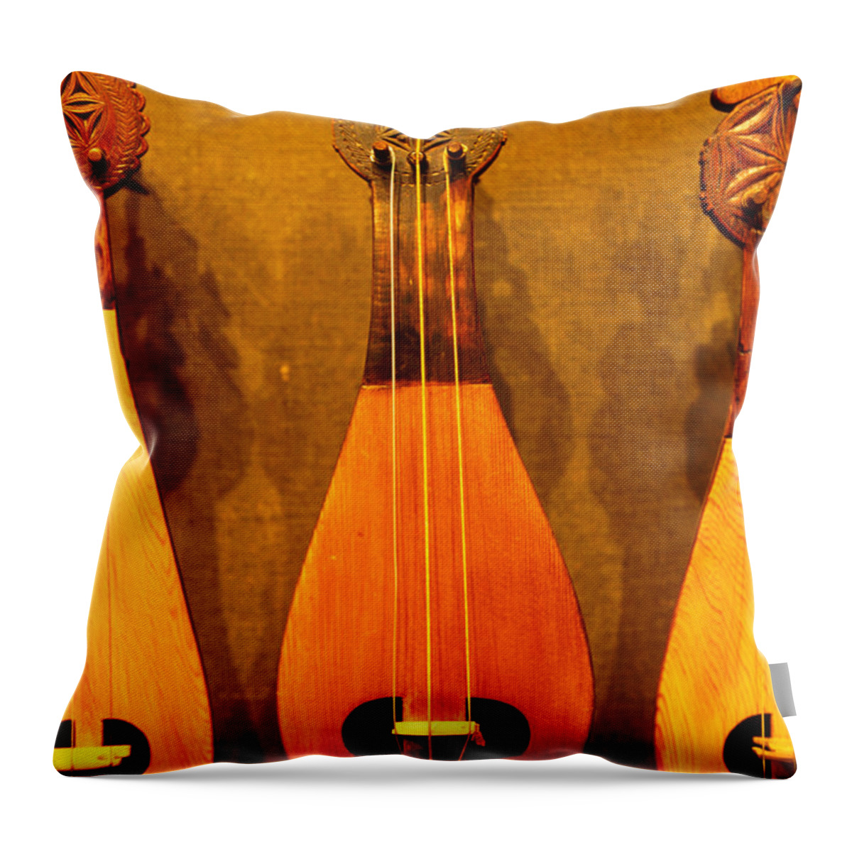 Greece Throw Pillow featuring the photograph Traditional Instruments On Display In by Lonely Planet