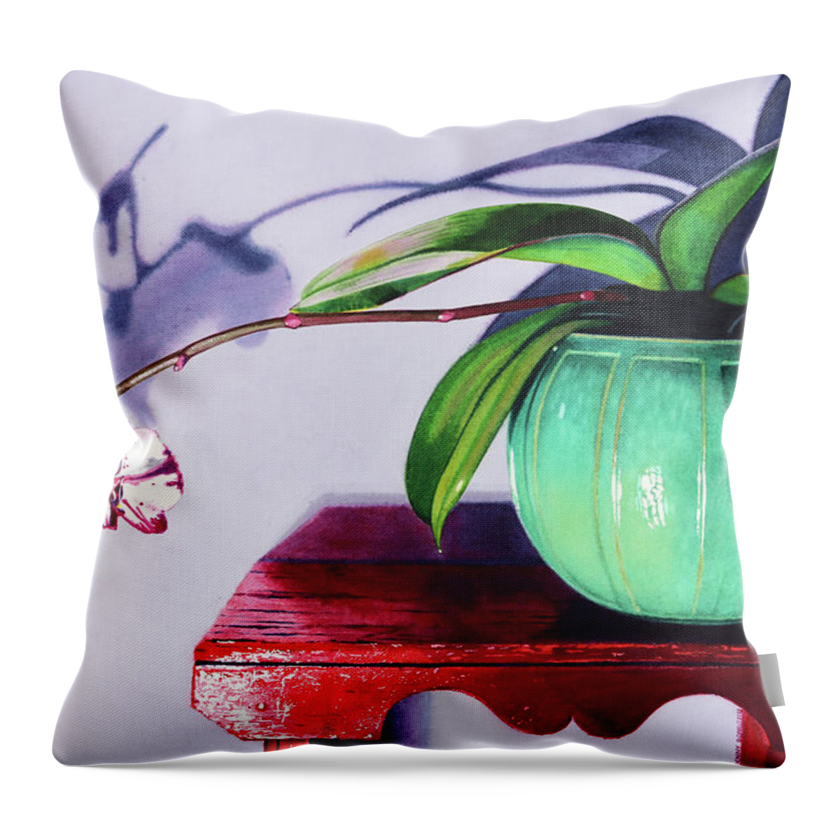 Orchid Throw Pillow featuring the painting Tranquility by Denny Bond