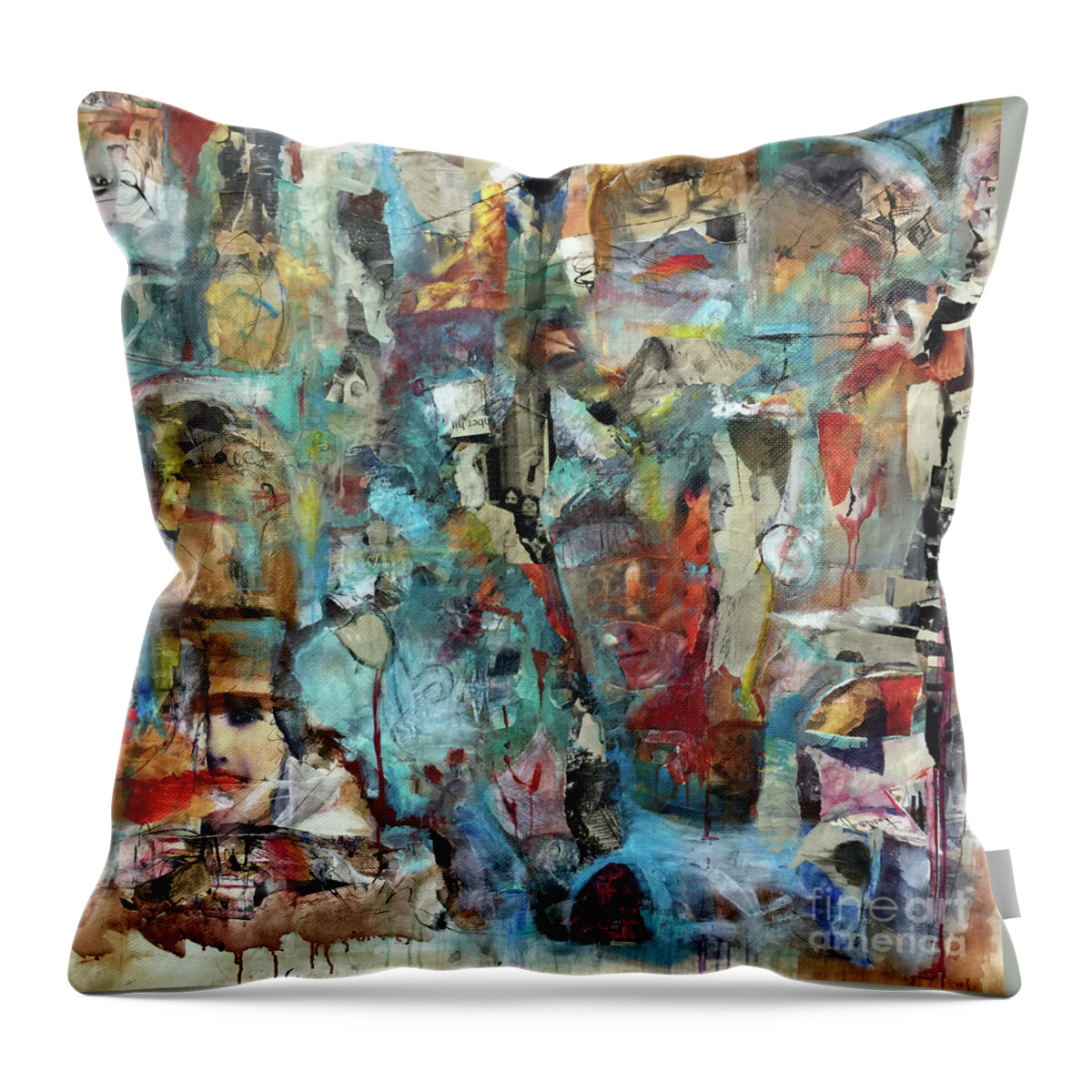 Throw Pillow featuring the mixed media Transformation by Val Zee McCune