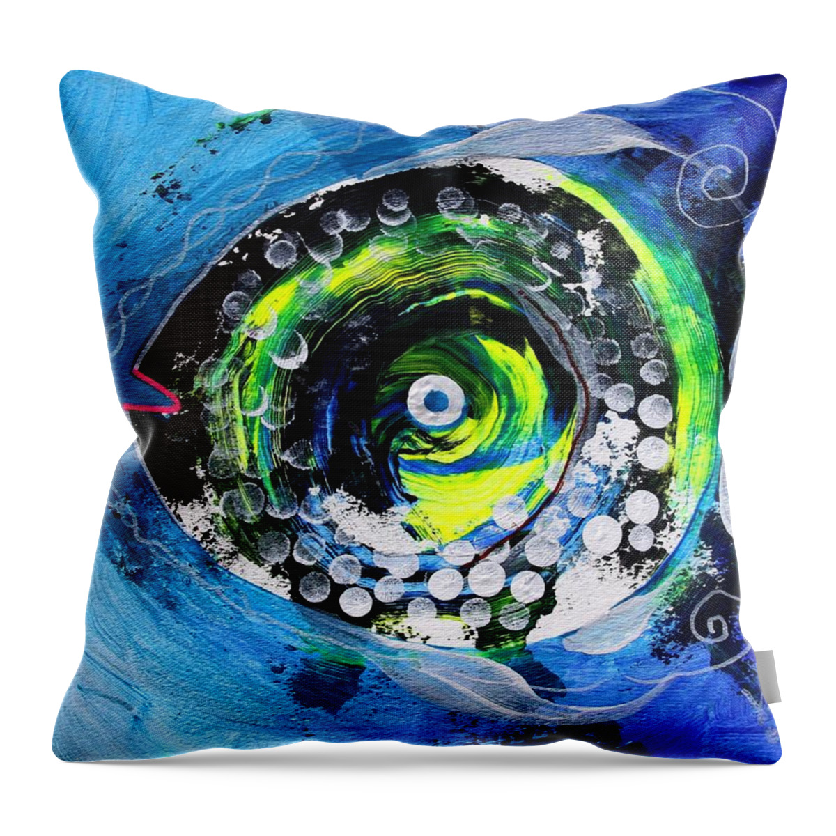 Fish Throw Pillow featuring the painting Transsexual Echo Fish by J Vincent Scarpace