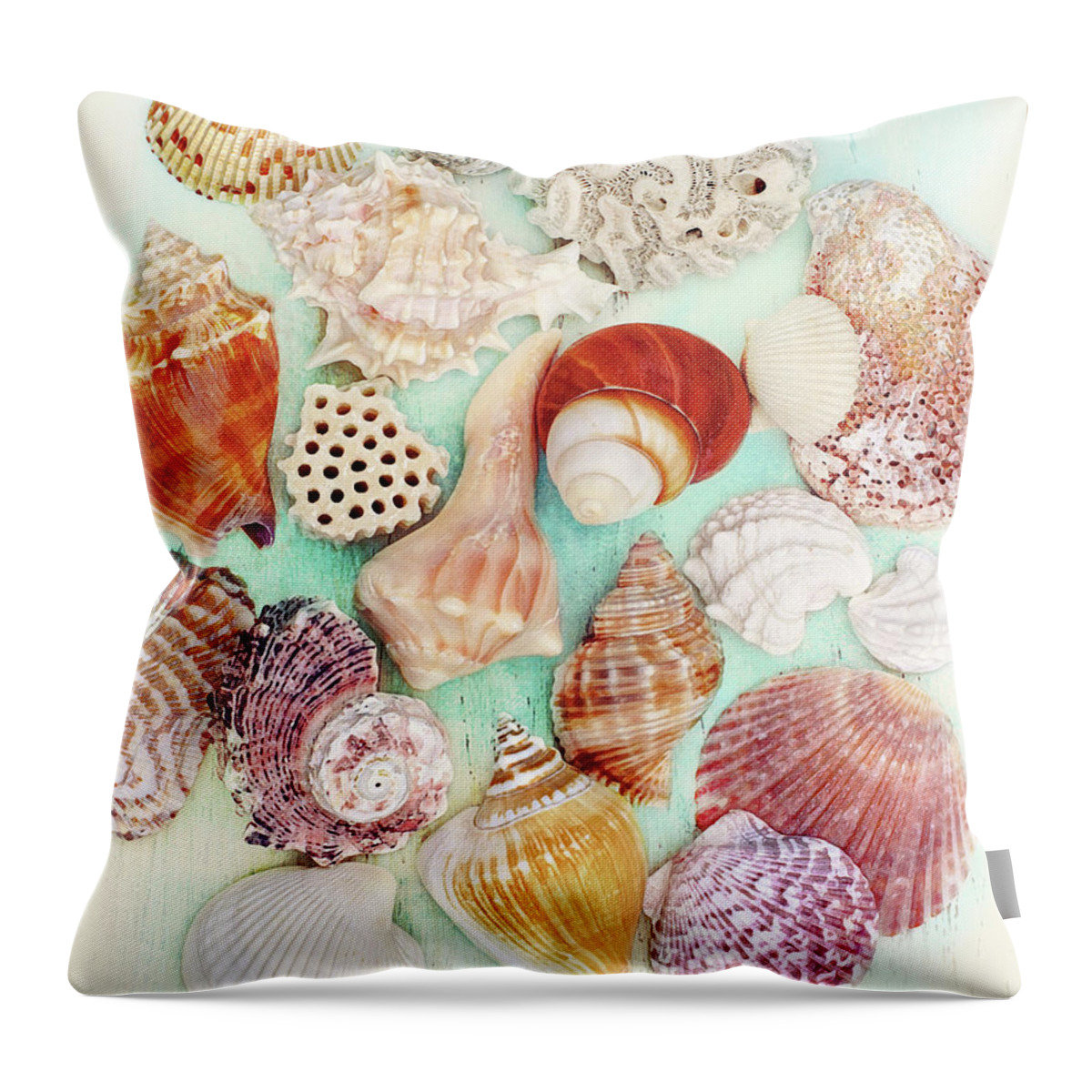 Vintage Throw Pillow featuring the photograph Treasures from the Sea by Kathi Mirto