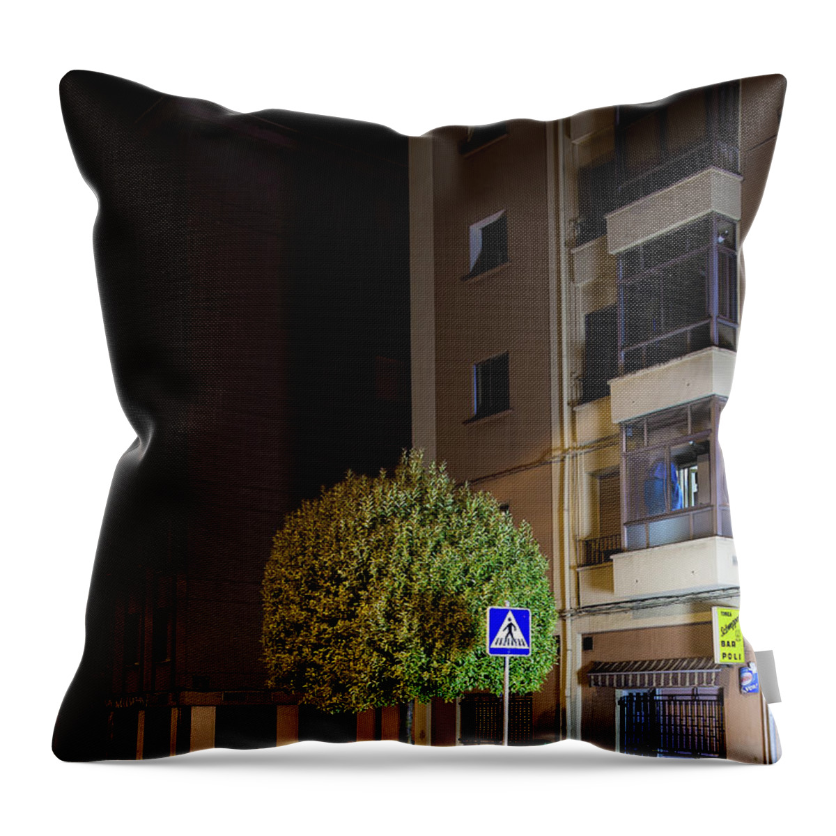 Tranquility Throw Pillow featuring the photograph Tree At Night by Jorge Losada Quintas