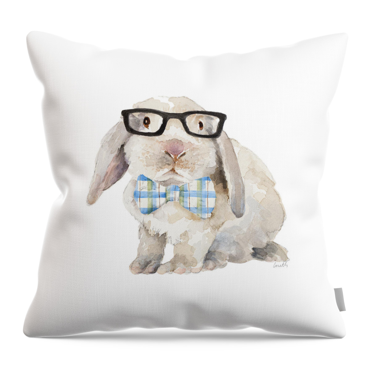 Trendy Throw Pillow featuring the painting Trendy Meadow Buddy Iv (black Glasses) by Lanie Loreth