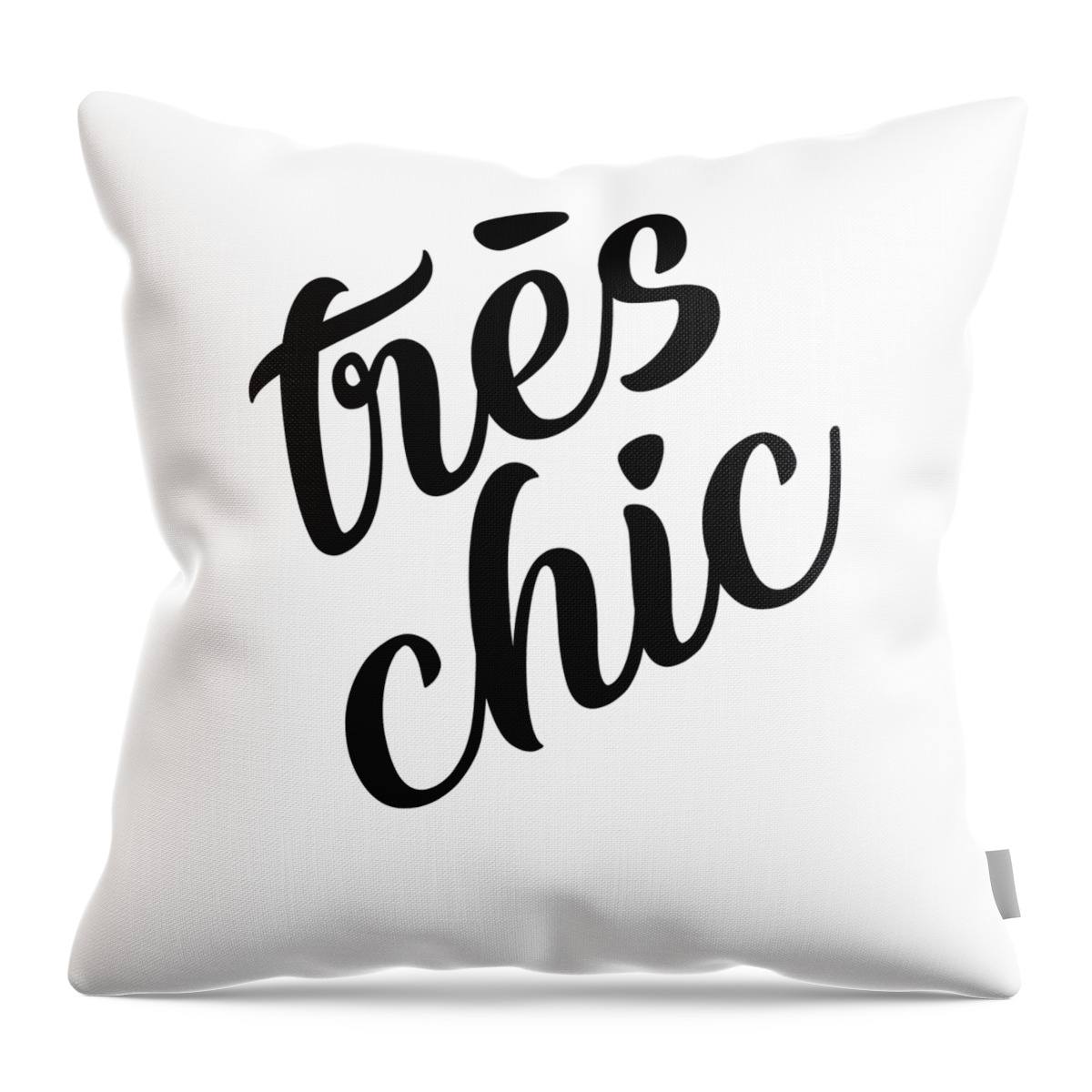 Tres Chic Throw Pillow featuring the mixed media Tres Chic - Fashion - Classy, Bold, Minimal Black and White Typography Print - 5 by Studio Grafiikka