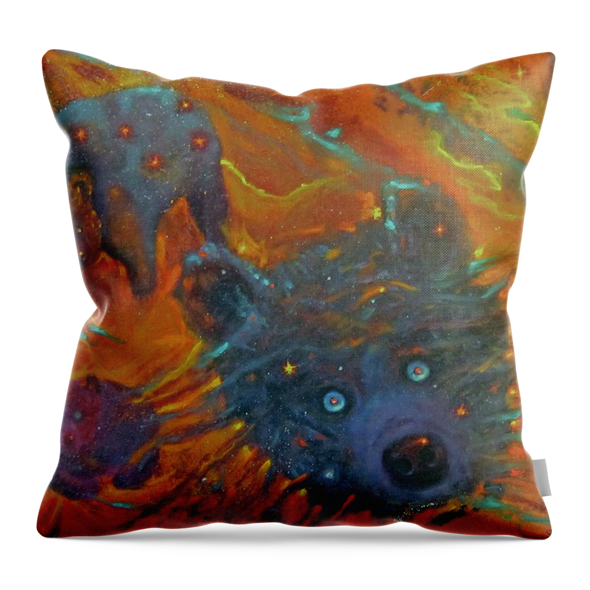 Bears Throw Pillow featuring the painting Tres Osos by Sherry Strong