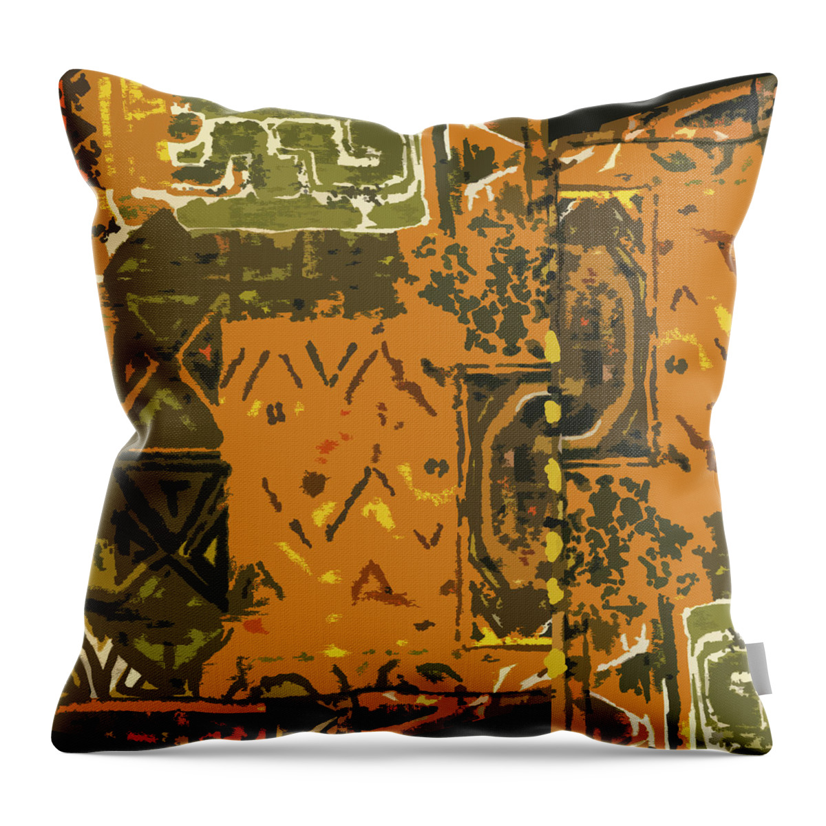 Tribal Throw Pillow featuring the mixed media Tribal Patchwork I by Nicholas Biscardi