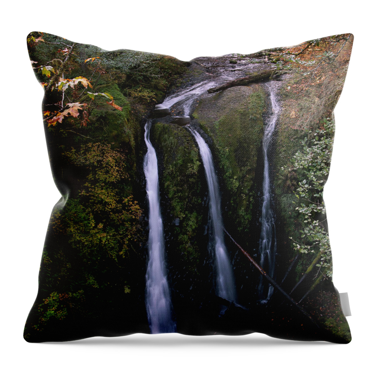 Waterfall Throw Pillow featuring the photograph Triple Falls by Steven Clark