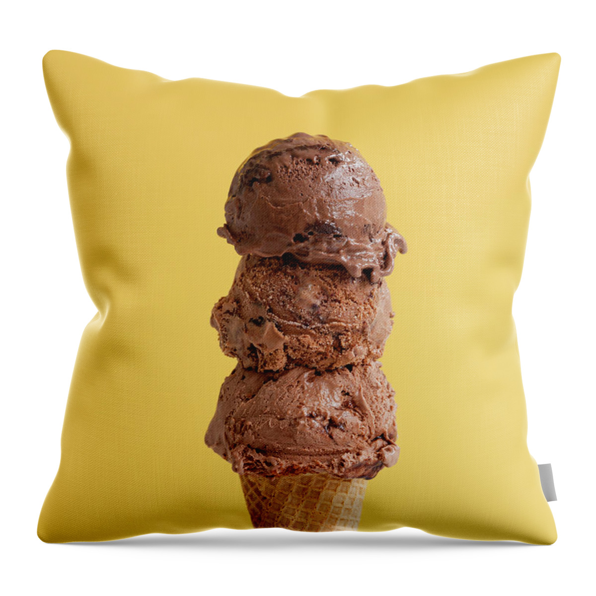 Unhealthy Eating Throw Pillow featuring the photograph Triple Scoop Chocolate Ice Cream by James Worrell