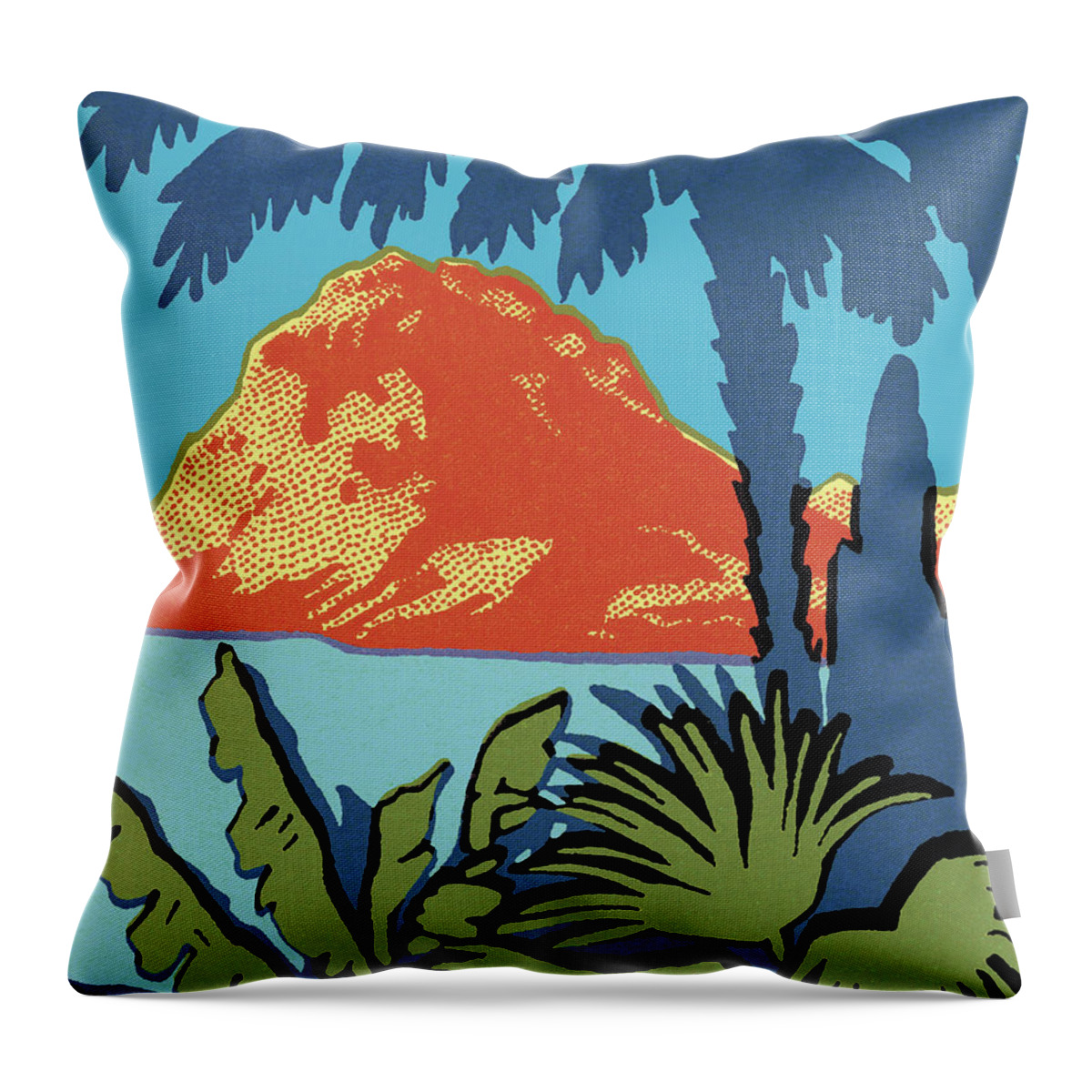 Campy Throw Pillow featuring the drawing Tropical Island by CSA Images