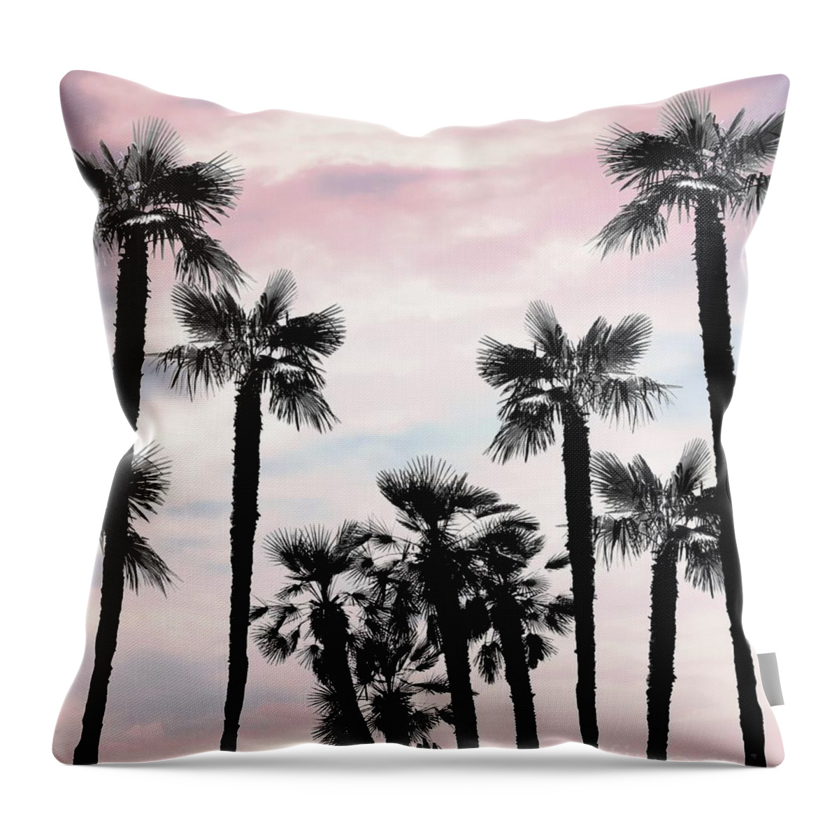 Color Throw Pillow featuring the mixed media Tropical Palm Trees Dream #1 #tropic #decor #art by Anitas and Bellas Art