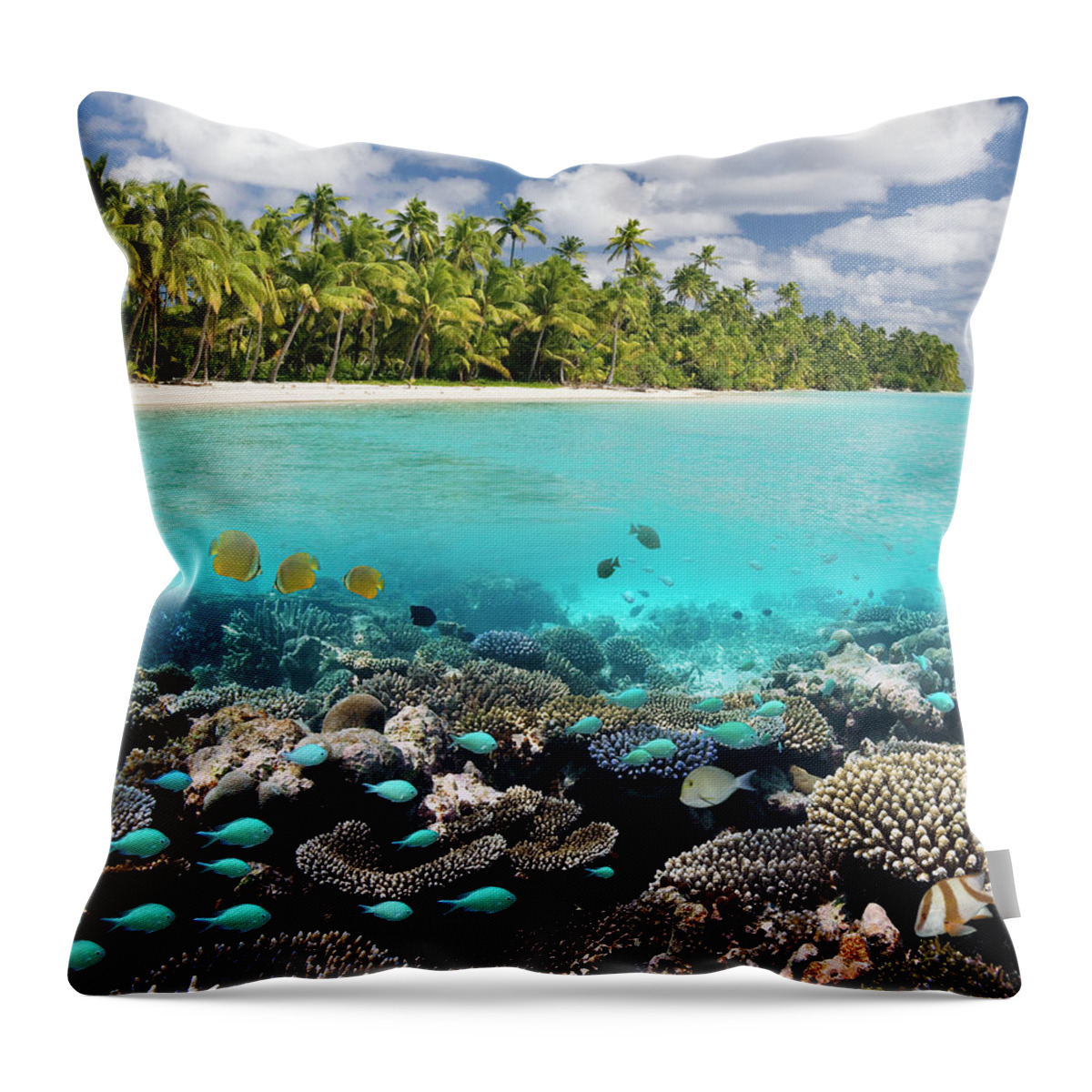 Underwater Throw Pillow featuring the photograph Tropical Paradise - The Maldives by Steve Allen