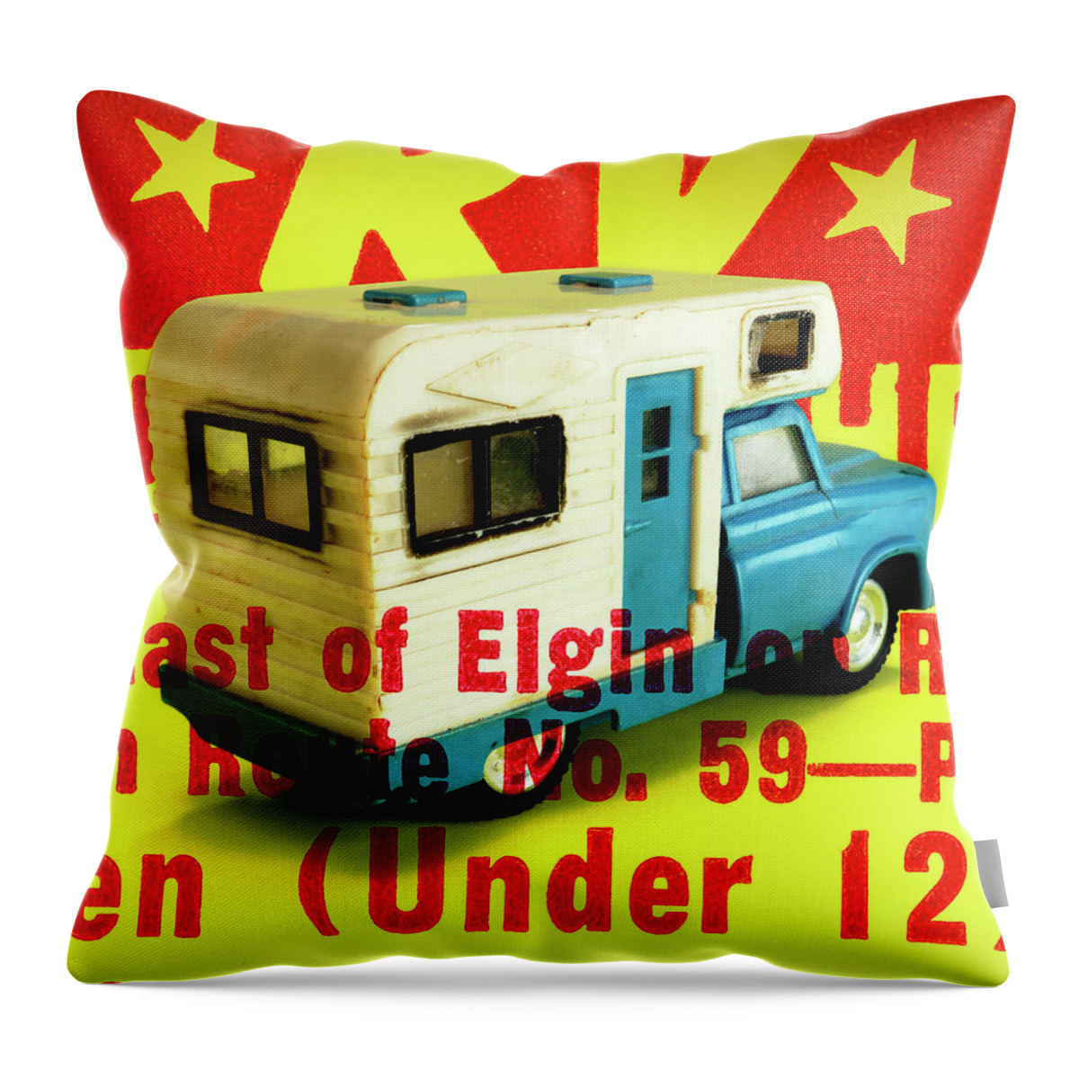 Activity Throw Pillow featuring the drawing Truck With a Camper by CSA Images