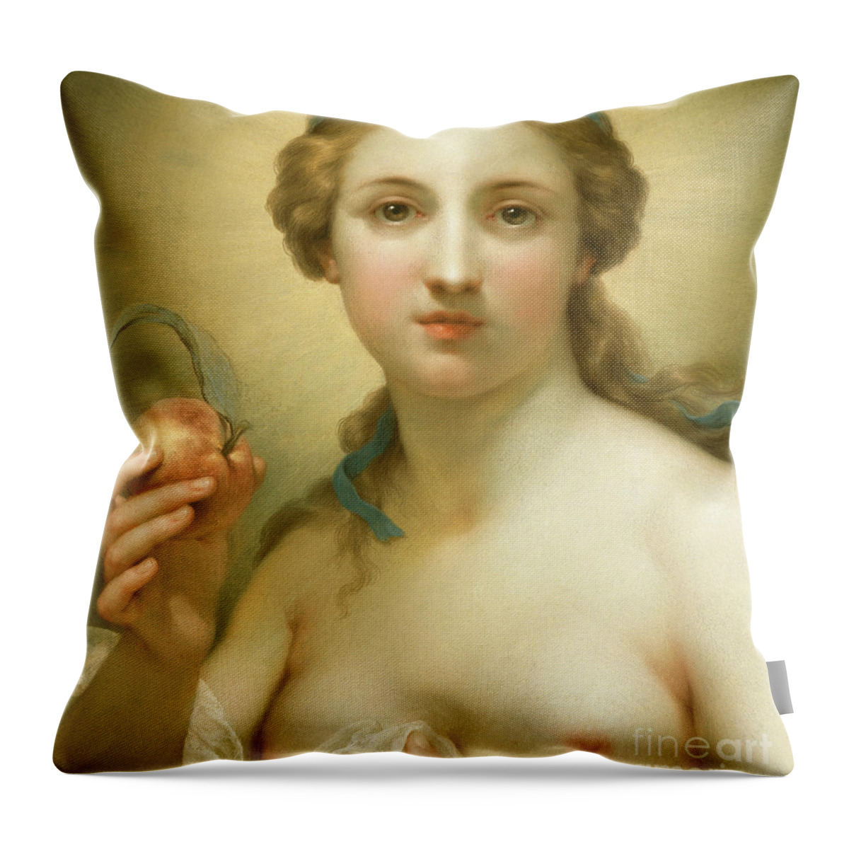 Mengs Throw Pillow featuring the pastel Truth, 1756 Detail by Anton Raphael Mengs