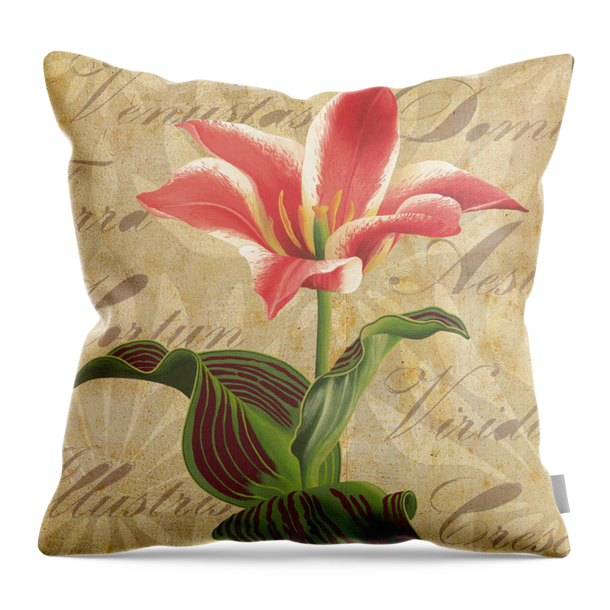 Tulip Throw Pillow featuring the painting Tulipa Kaufmanniana Summer by Nikita Coulombe