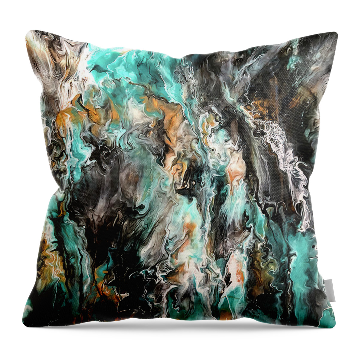 Acrylic Throw Pillow featuring the painting Tumultuous by Teresa Wilson by Teresa Wilson