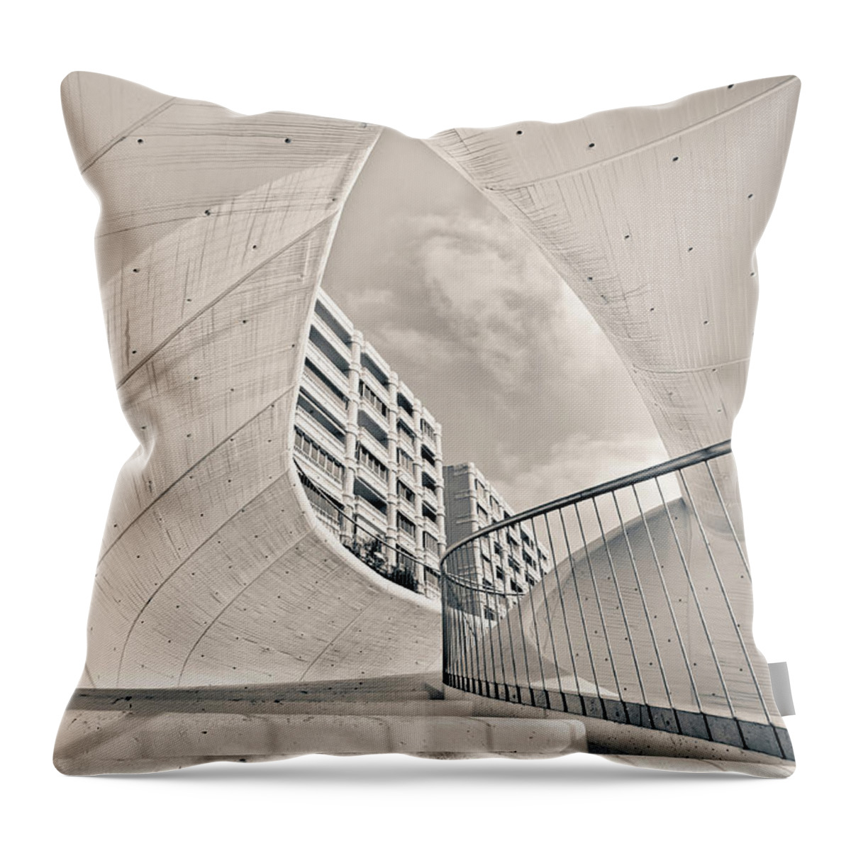 Tranquility Throw Pillow featuring the photograph Tunnel Stairways,benidorm by Ramonescu Photography