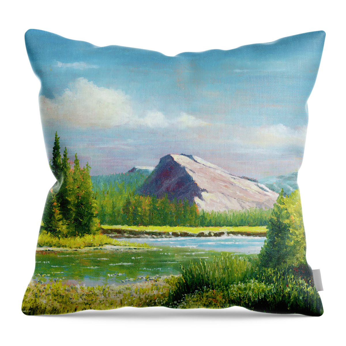Landscape Throw Pillow featuring the painting Tuolumme Meadows Spring by Douglas Castleman