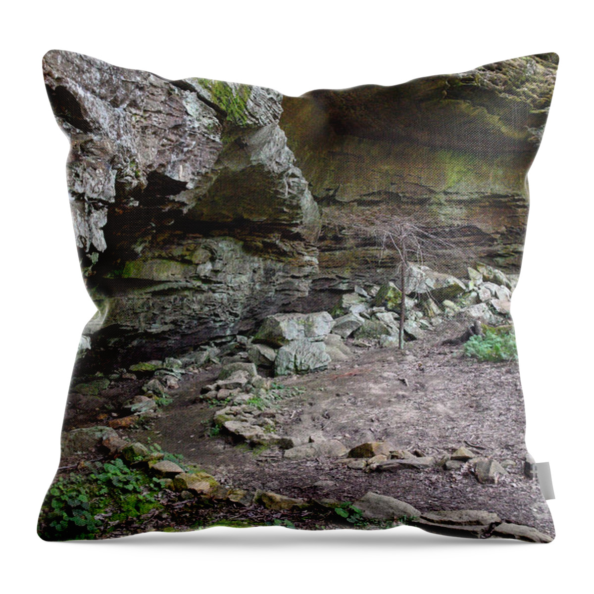 Pogue Creek Canyon Throw Pillow featuring the photograph Turkey Roost Rockhouse 1 by Phil Perkins