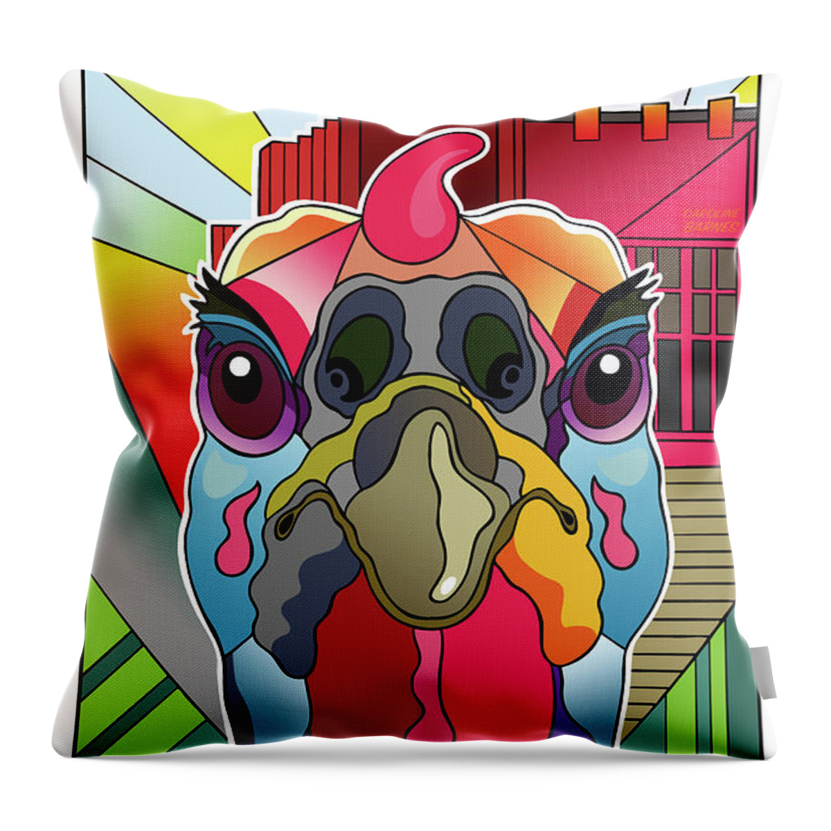 Brookline Throw Pillow featuring the digital art Turkeypalooza by Caroline Barnes