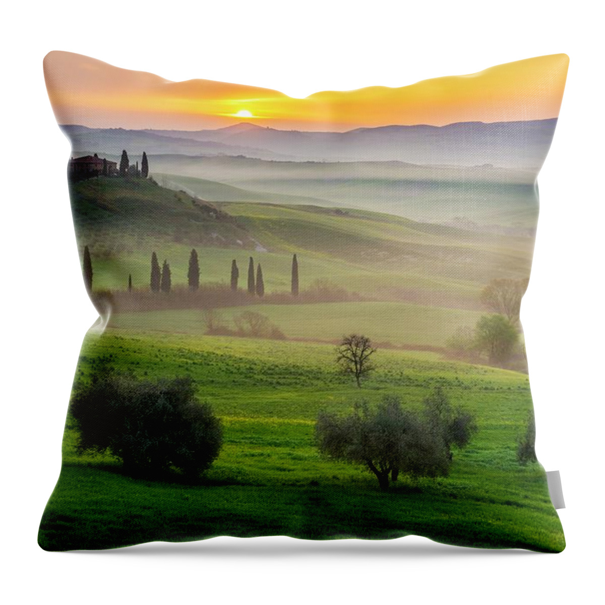 Estock Throw Pillow featuring the digital art Tuscany, Country House, Italy by Stefano Coltelli