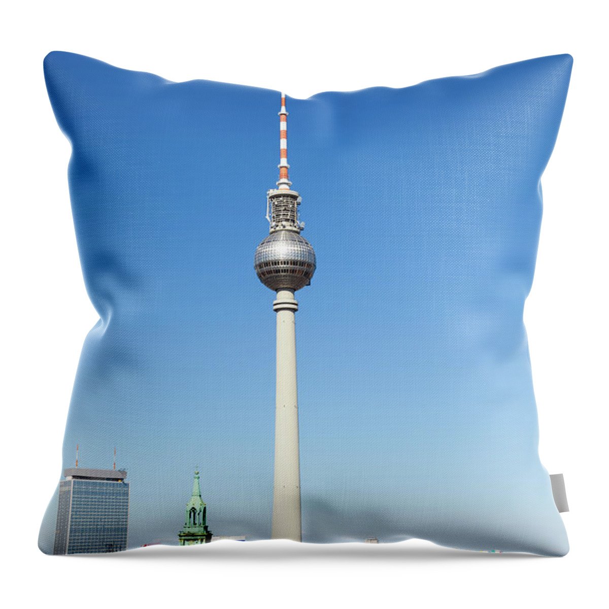 Alexanderplatz Throw Pillow featuring the photograph Tv Tower In Berlin, Germany by Tomml
