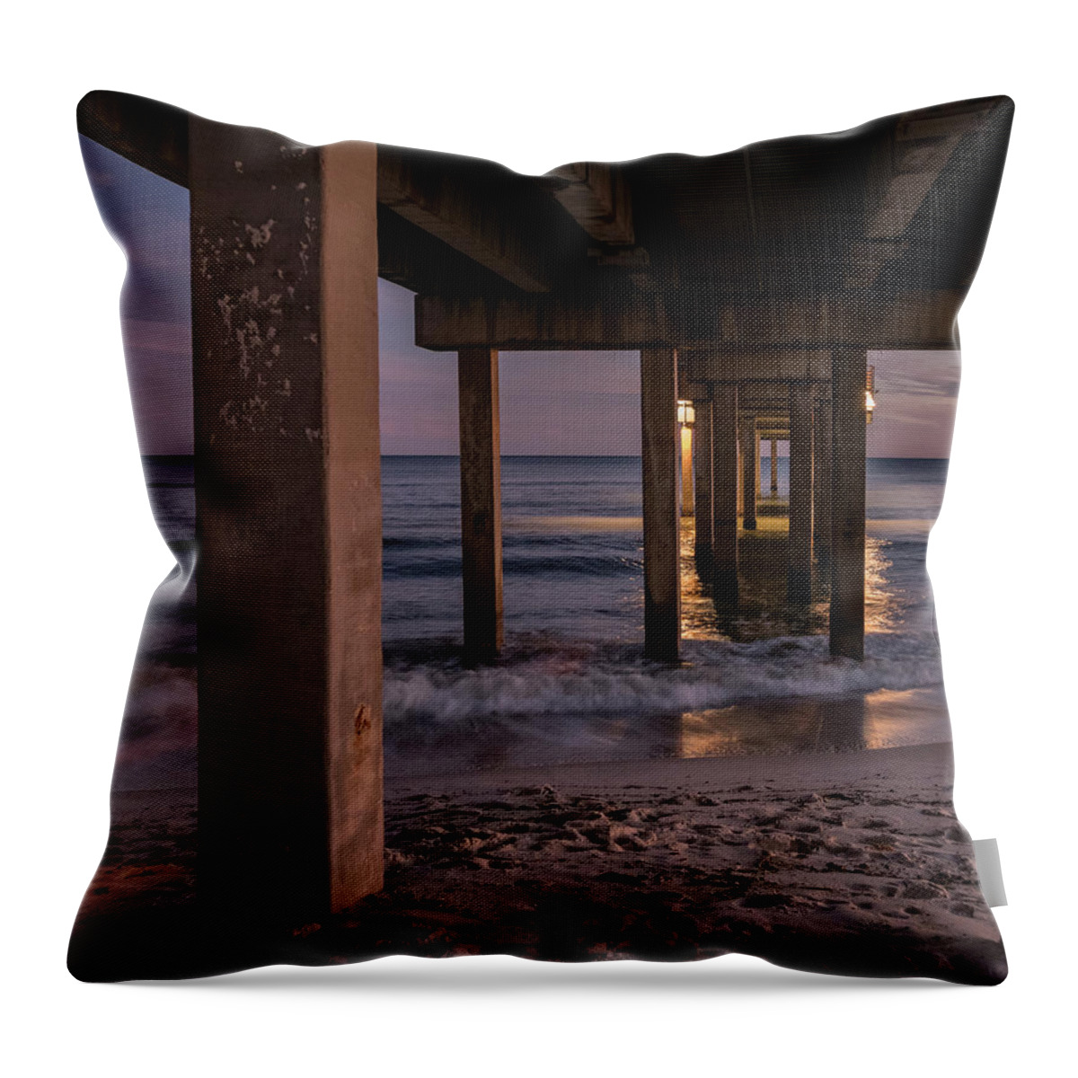 Alabama Throw Pillow featuring the photograph Twilight at the Pier by Jean Noren