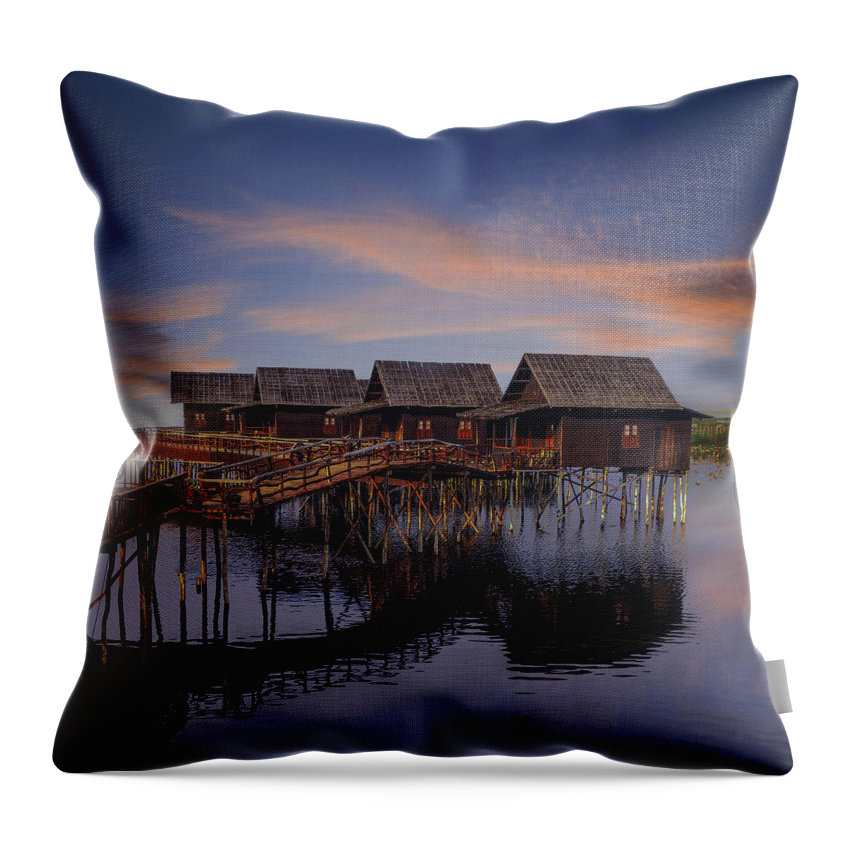 Tranquility Throw Pillow featuring the photograph Twilight On The Lake by Amateur Photographer, Still Learning...