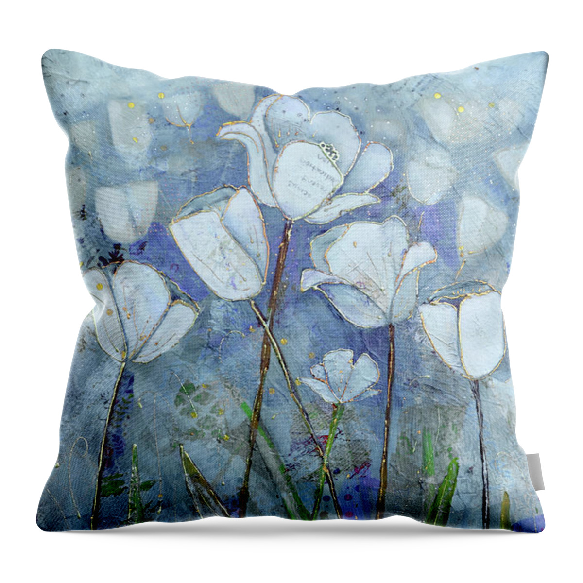 Cervical Cancer Throw Pillow featuring the painting Twilight Tulips by Shadia Derbyshire