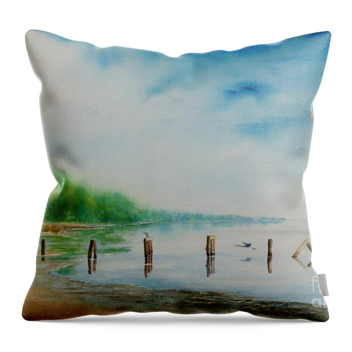 Banana River Throw Pillow featuring the painting Twin Launch by AnnaJo Vahle