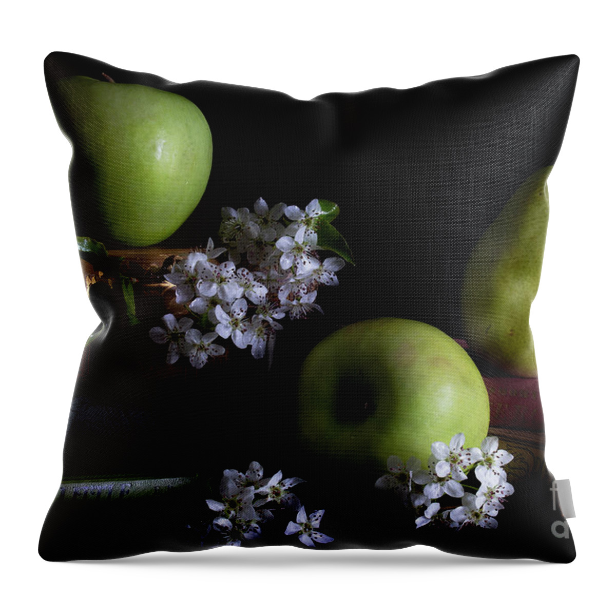 Pear Throw Pillow featuring the photograph Two Apples And A Pear by Mike Eingle