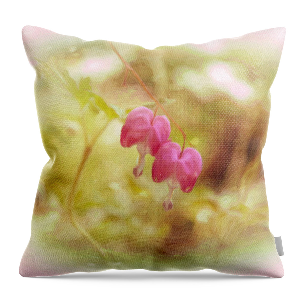 Flower Throw Pillow featuring the photograph Two Bleeding Hearts by Diane Lindon Coy